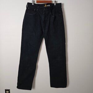 Carhartt Men's Size 34x32 Weathered Duck 5-Pocket Pants Black Canvas Relaxed Fit